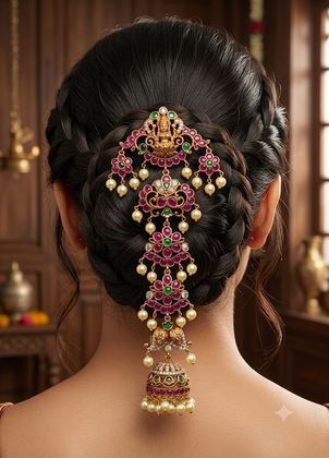 Traditional South Indian Kemp Jada Choti